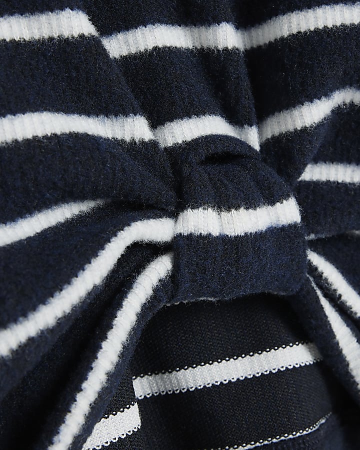 Black Stripe Cosy Twist Front Long Sleeve Top