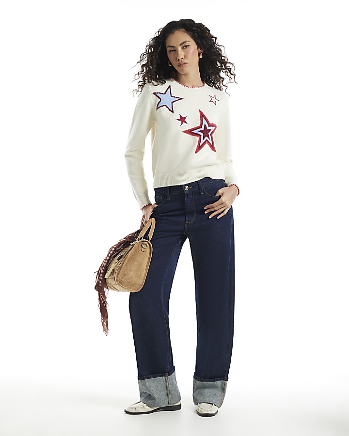 Cream Multi Colour Star Jumper