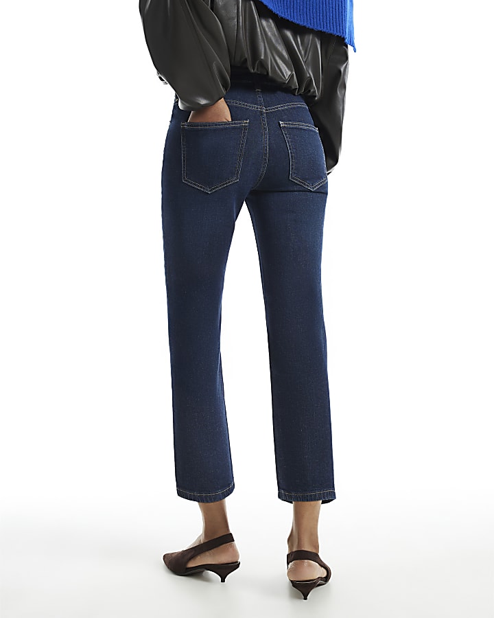 Blue Cropped Kick Flare Jeans