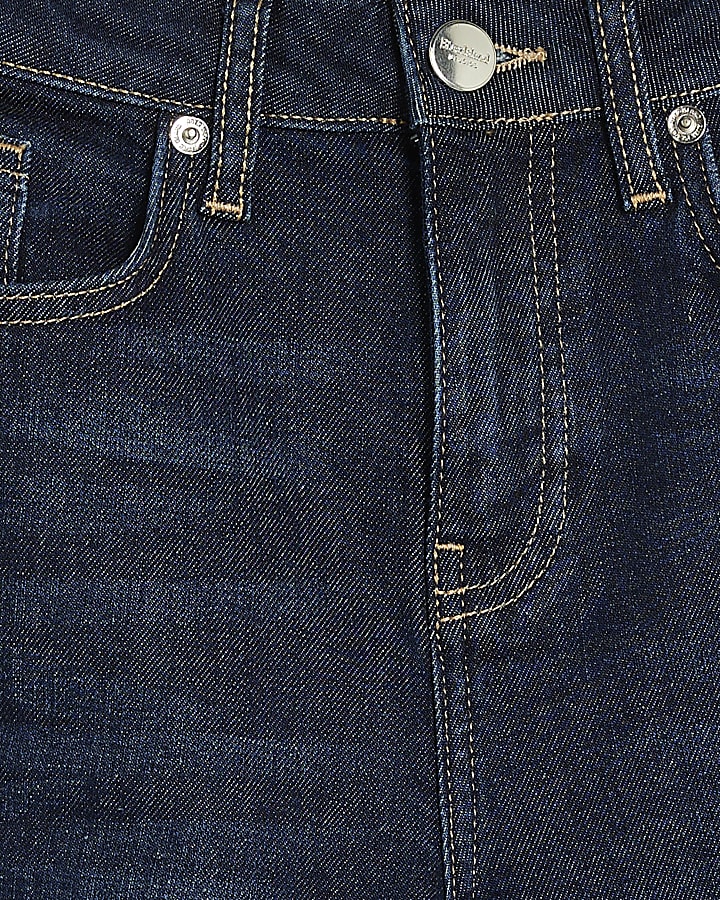Blue Cropped Kick Flare Jeans