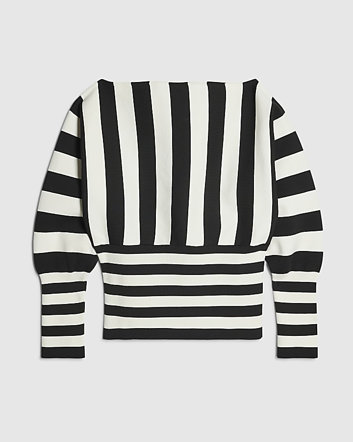Black Stripe Batwing Long Sleeve Jumper