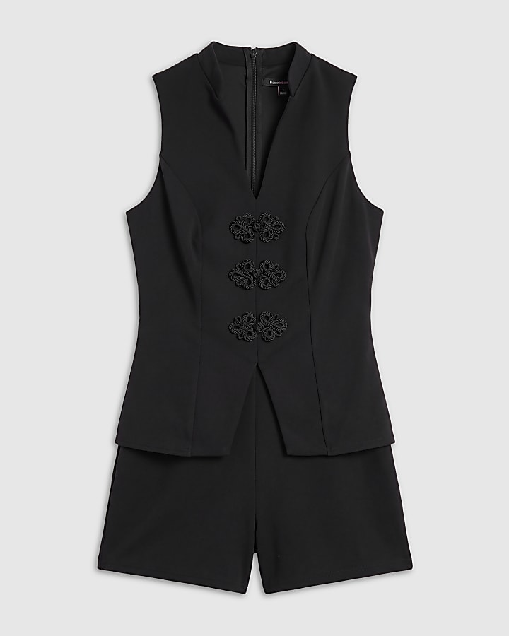 Black Frogging Trim Playsuit