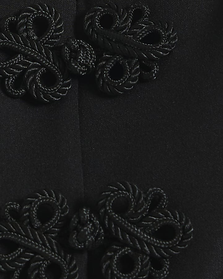 Black Frogging Trim Mini Dress