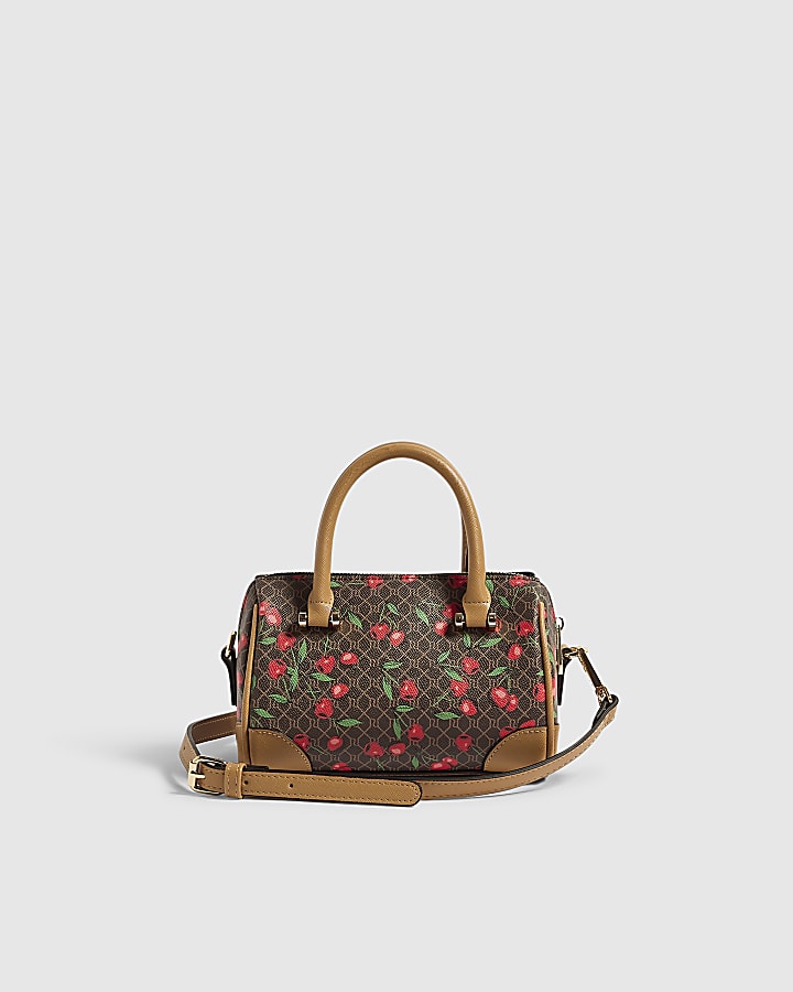 Brown Cherry Monogram Bowler Bag