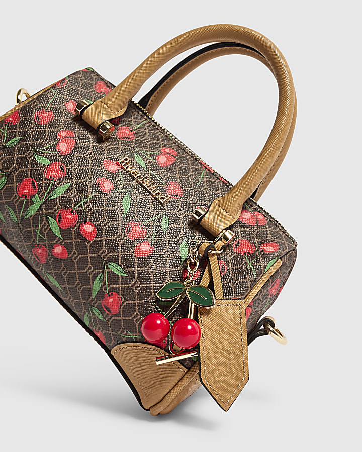 Brown Cherry Monogram Bowler Bag