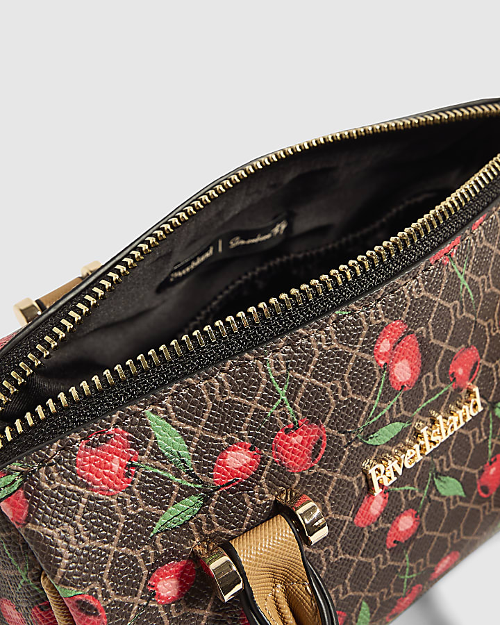 Brown Cherry Monogram Bowler Bag