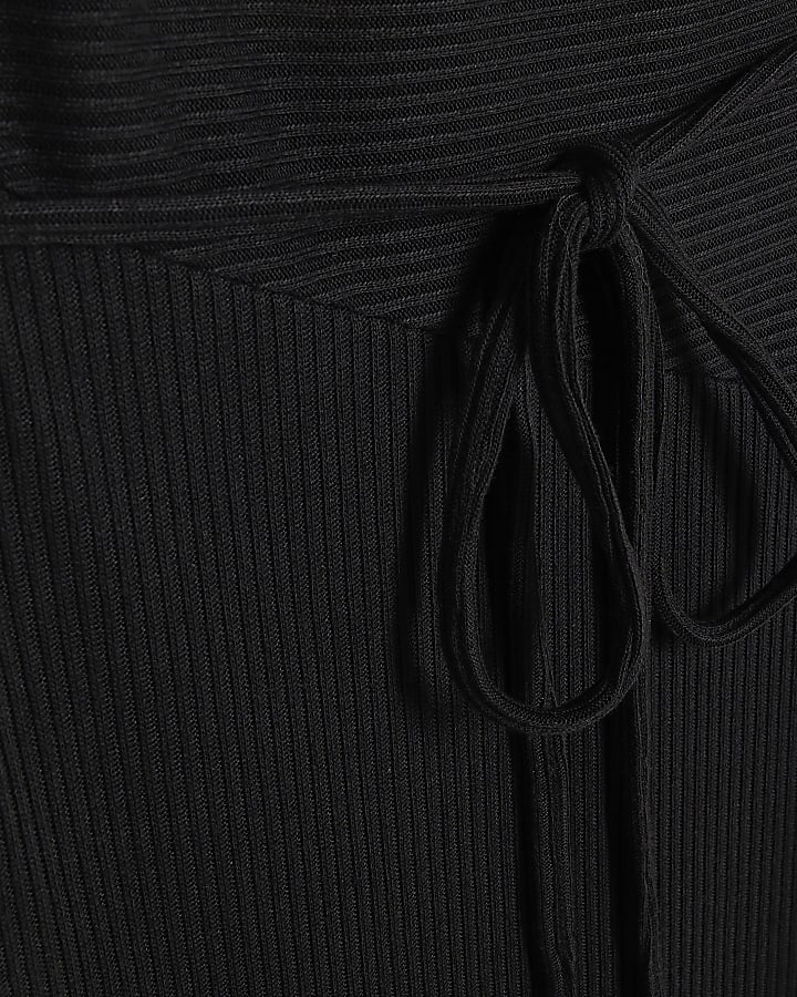 Black Long Sleeve Cowl Neck Midi Dress