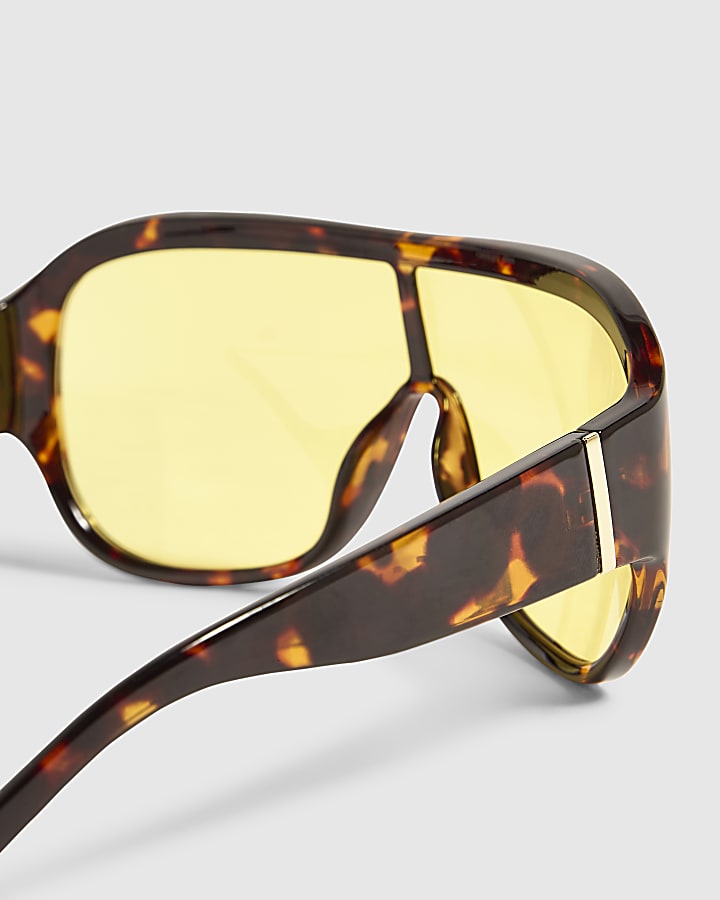 Brown Tortoise Oversized Visor Sunglasses