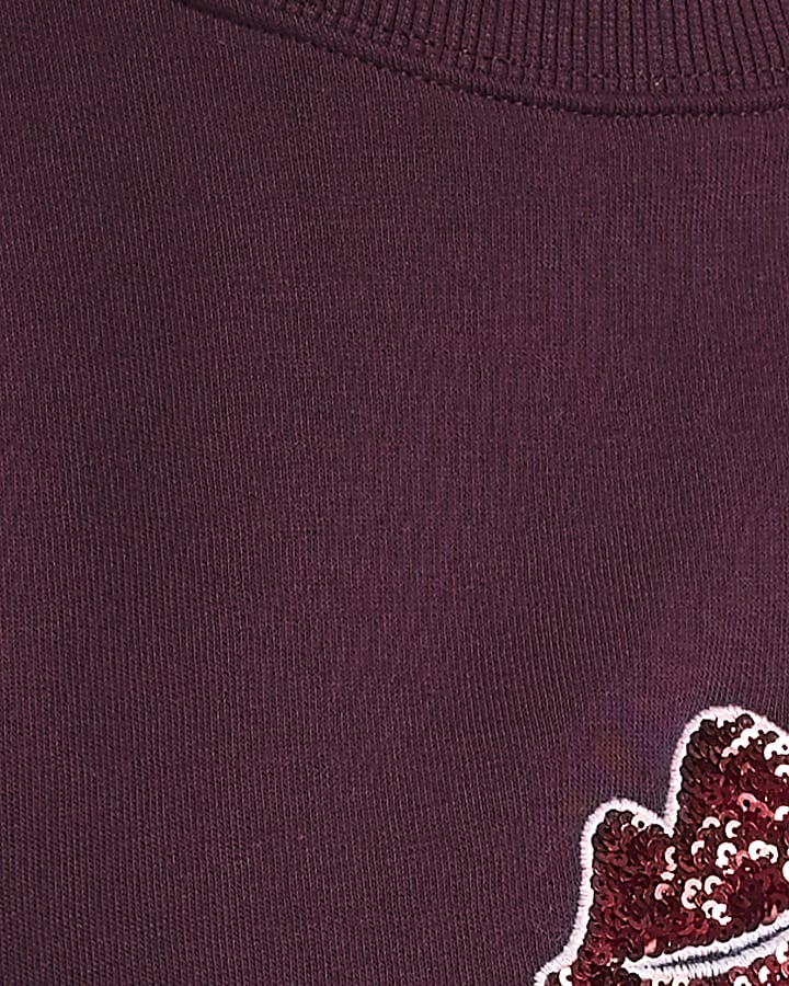 Burgundy Quirky Embellished Xmas Sweatshirt