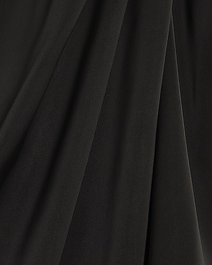 Black Asymmetrical Cape Playsuit
