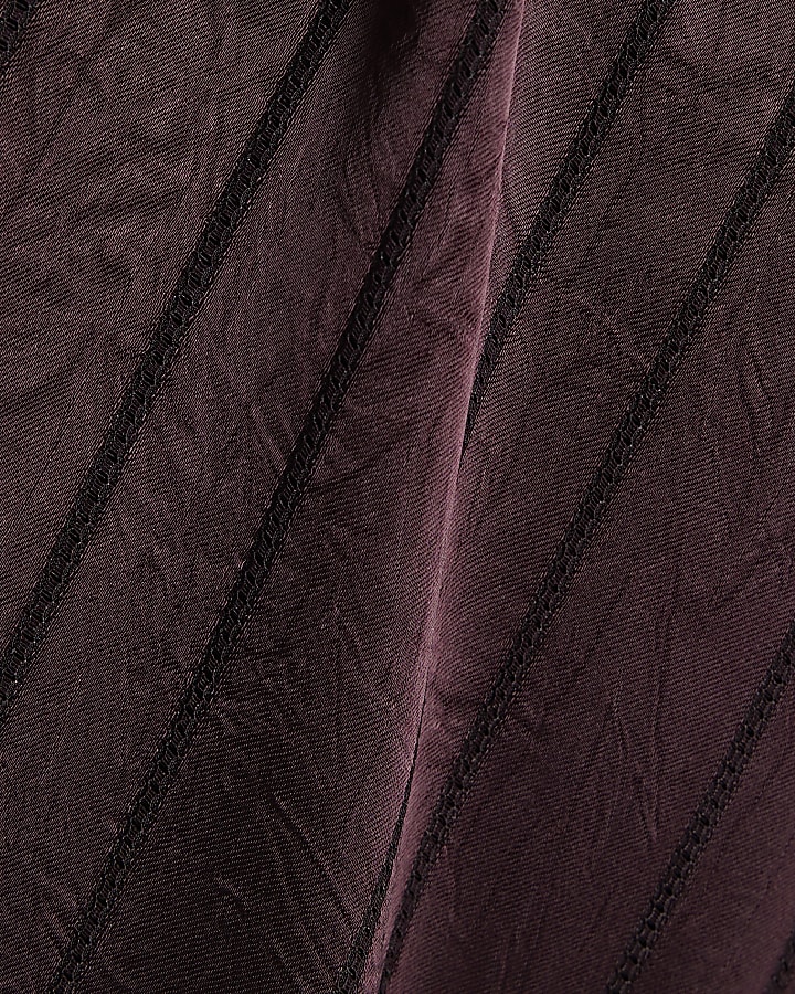 Burgundy Stripe Crinkle Blouse