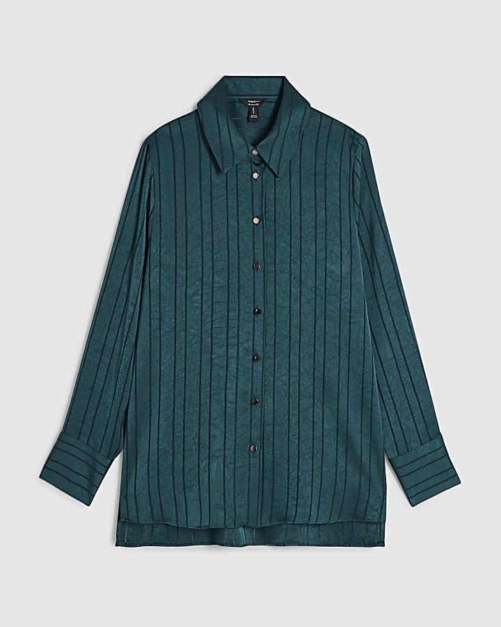 Green Stripe Textured Blouse