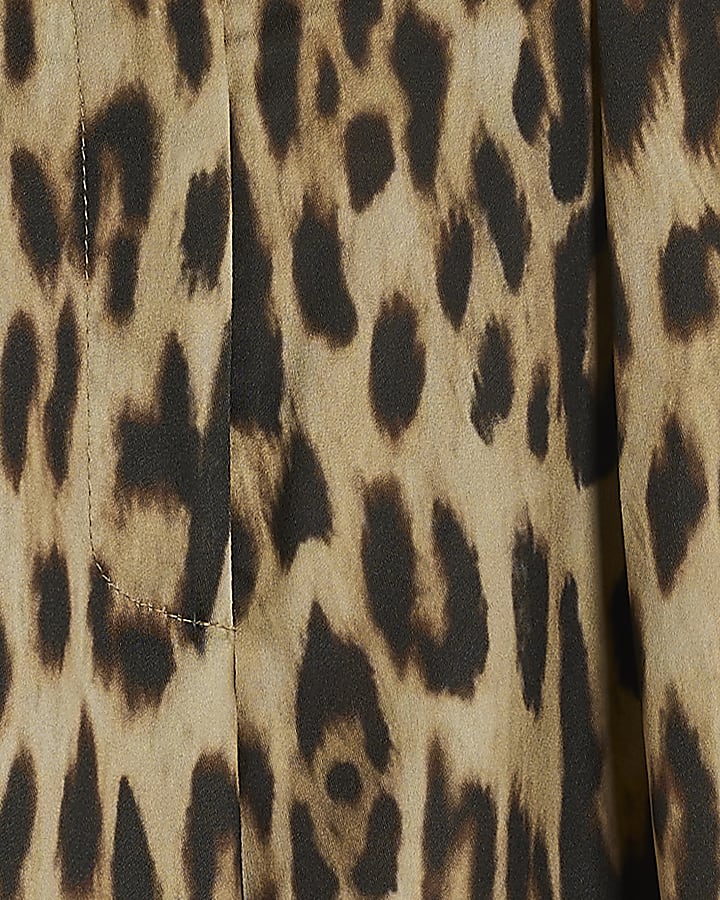 Brow Leopard Print Structured Flat Shorts