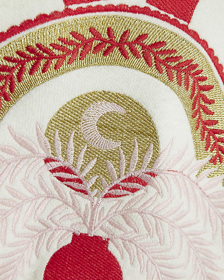 Cream Embroidered Quirky Cardigan