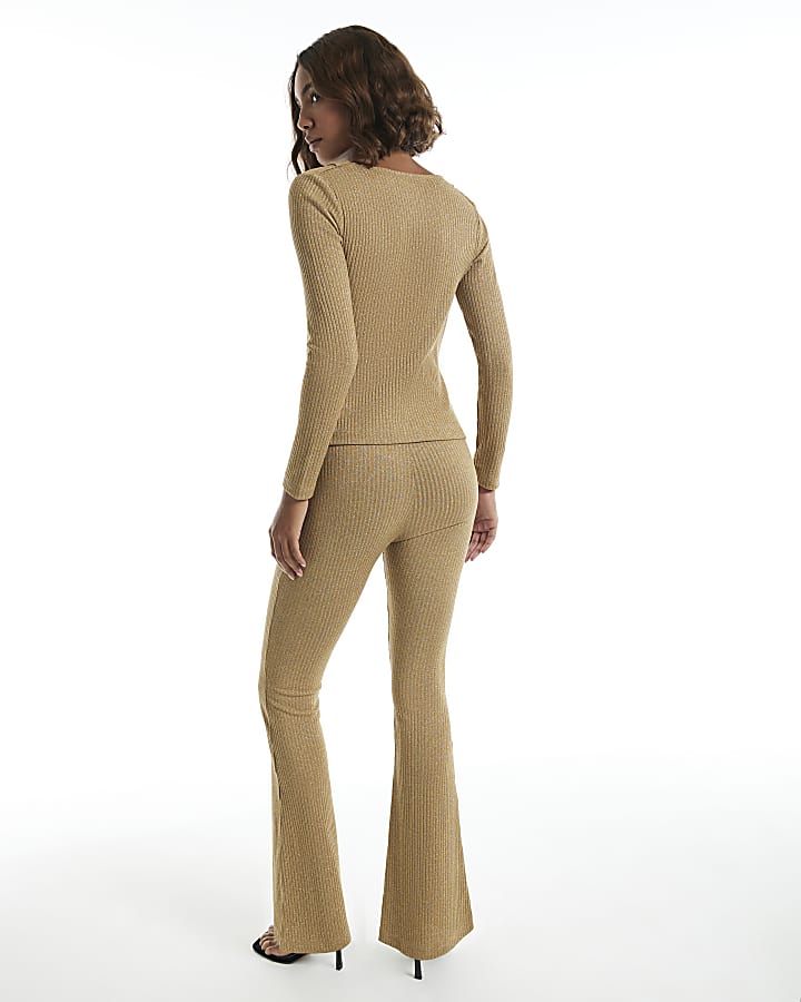 Gold Glitter Kickflare Trousers