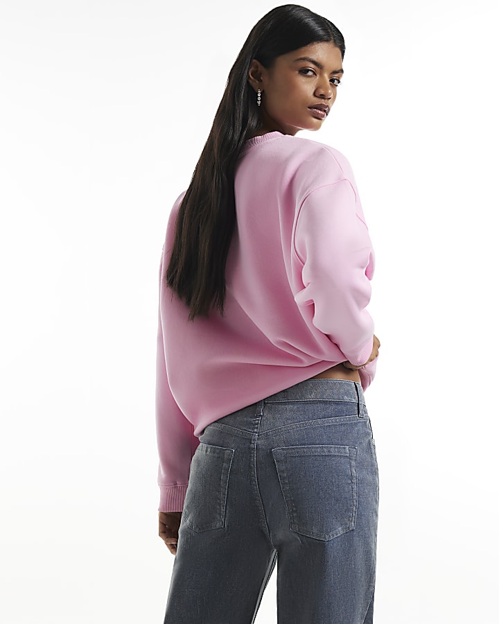 Pink Holly Jolly Embroidered Sweatshirt