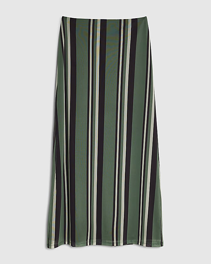 Green Stripe Maxi Skirt