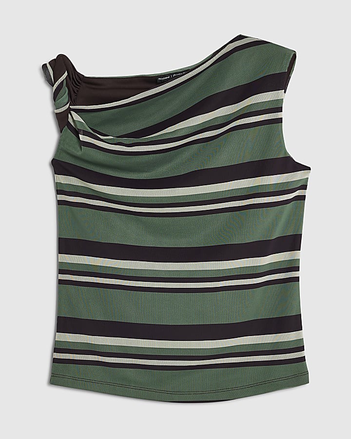 Green Stripe Drape Top