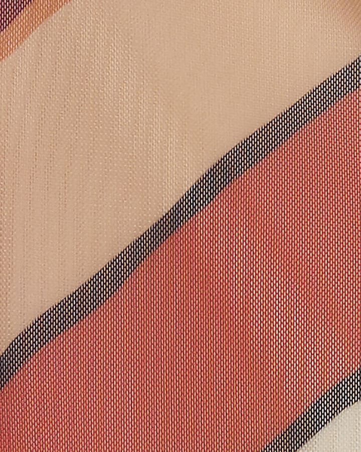 Orange Mesh Stripe Tie Back Mini Dress