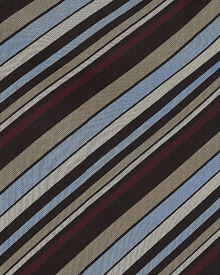 Brown Stripe Asymmetric Ruched Side Top