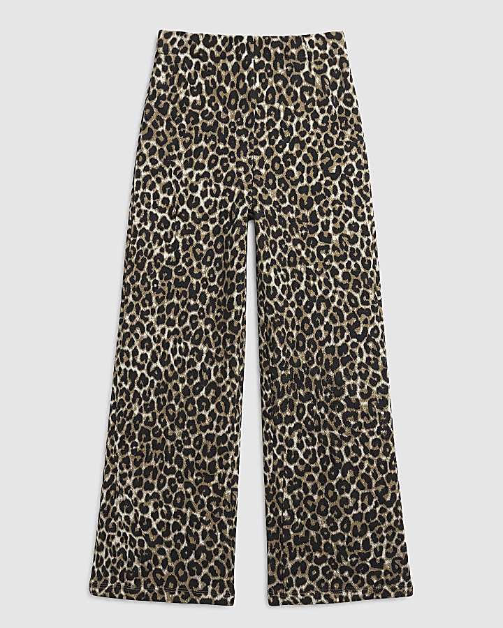Brown Leopard Print Jacquard Joggers