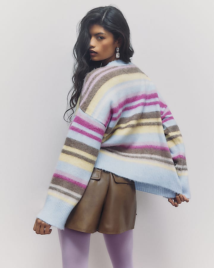 Blue Diamante Stripe Jumper