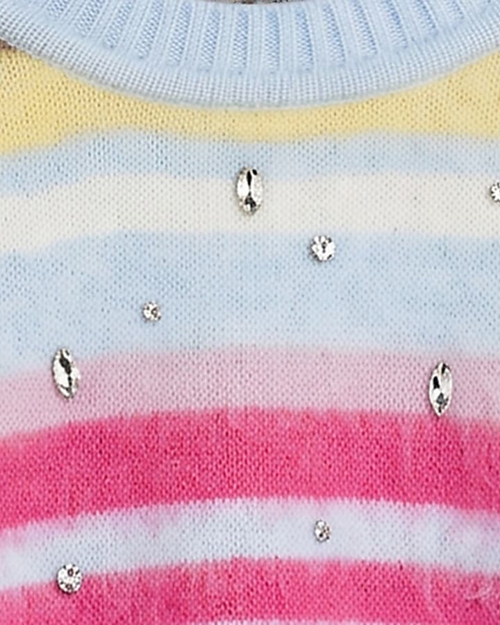 Blue Diamante Stripe Jumper