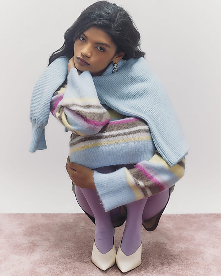Blue Diamante Stripe Jumper