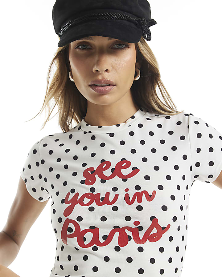 White Spot See You In Paris Print T-Shirt