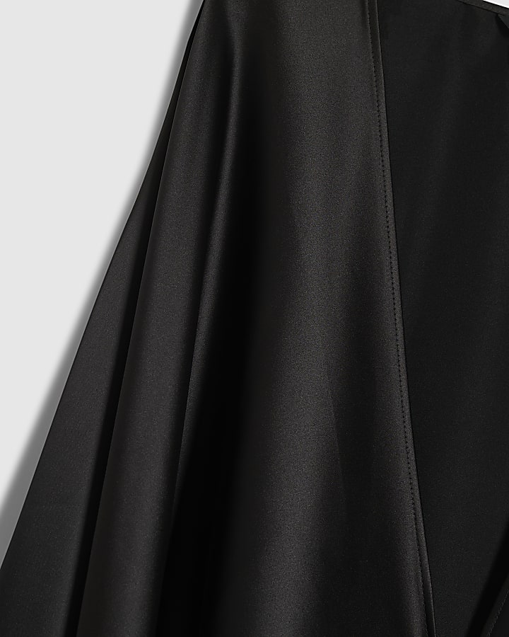 Black Satin Drape Kimono Cape