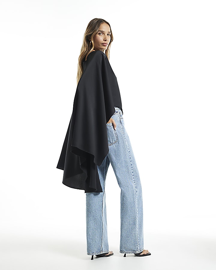 Black High Low Cape