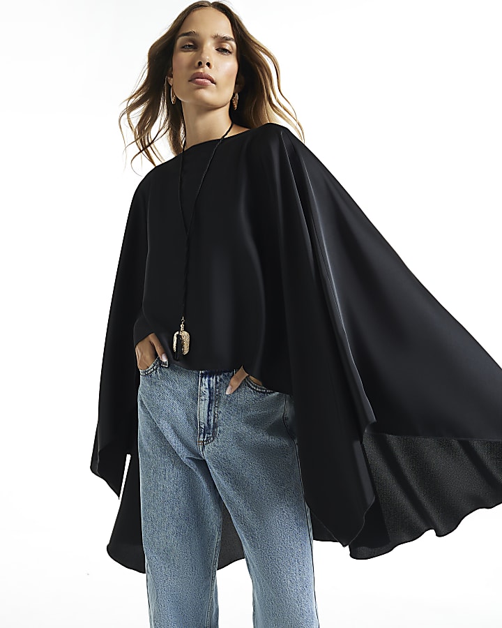Black High Low Cape
