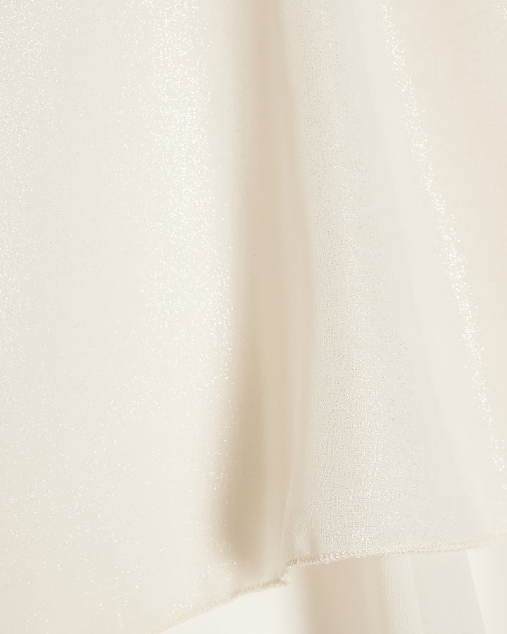 Beige Glitter Asymmetric Cape