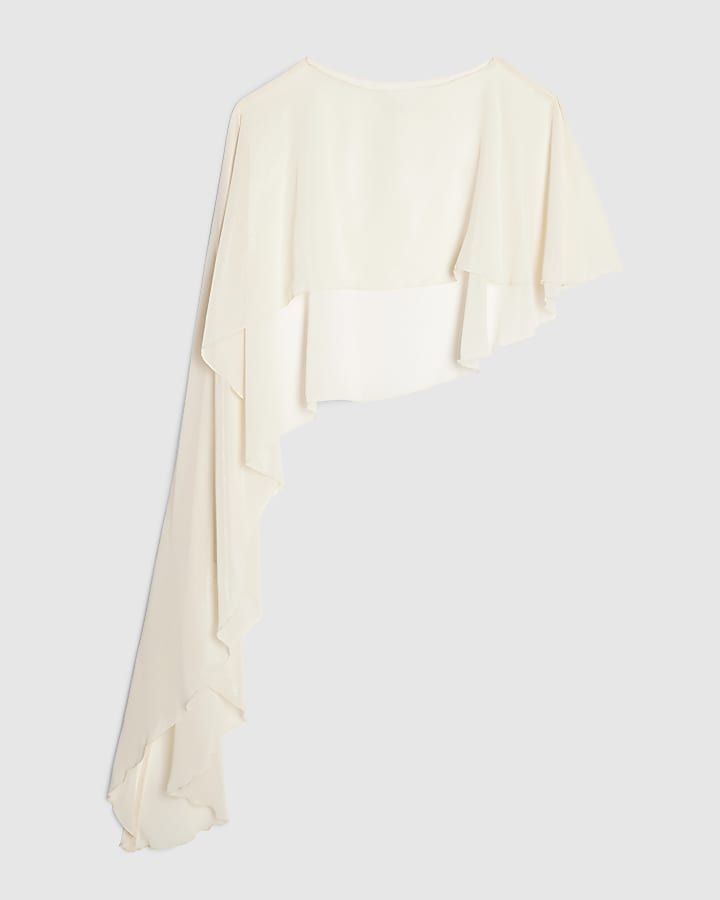 Beige Glitter Asymmetric Cape