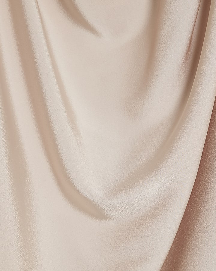 Cream Satin Asymmetric Draped Top