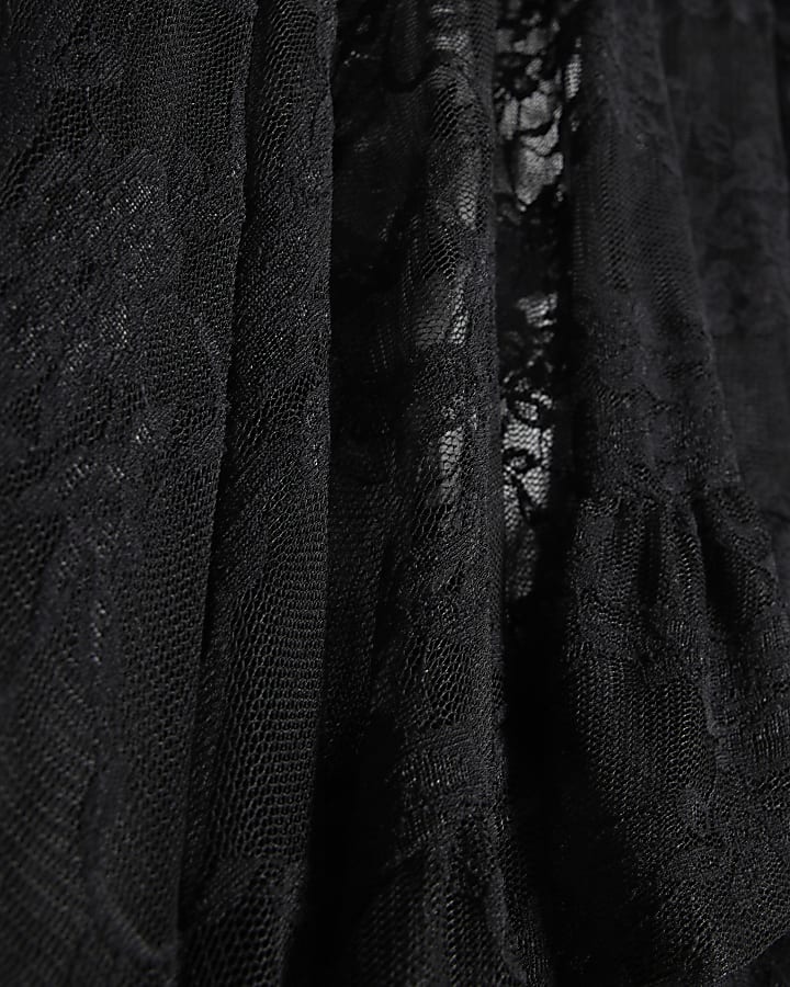 Black Lace Tie Neck Cape