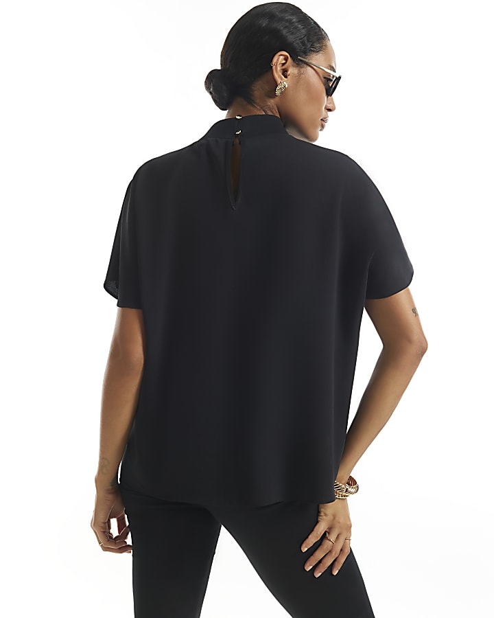 Black Crepe Frogging Blouse