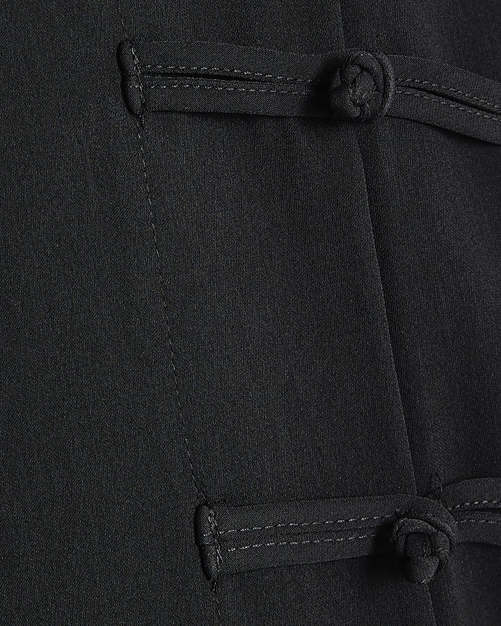 Black Crepe Frogging Blouse