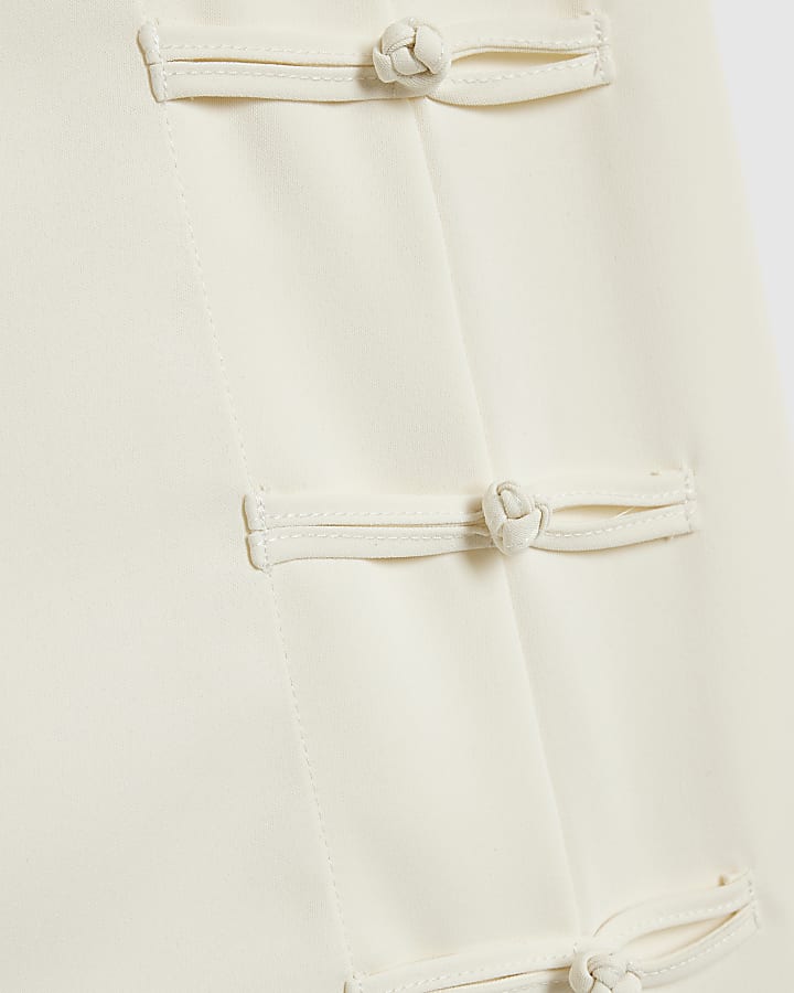Cream Crepe Frogging Blouse