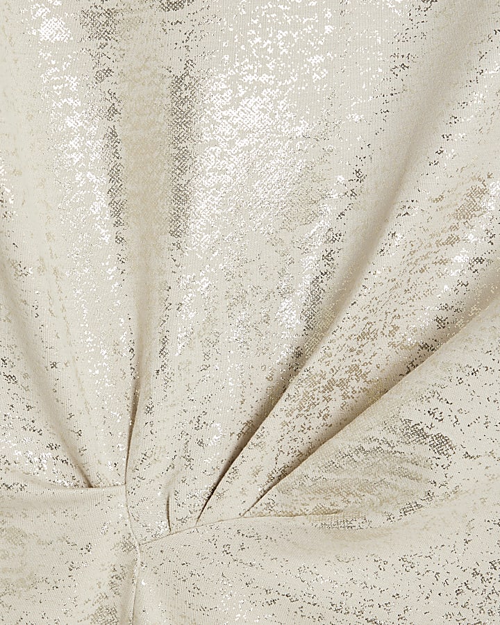 Cream Premium Metallic Tuck Side Top