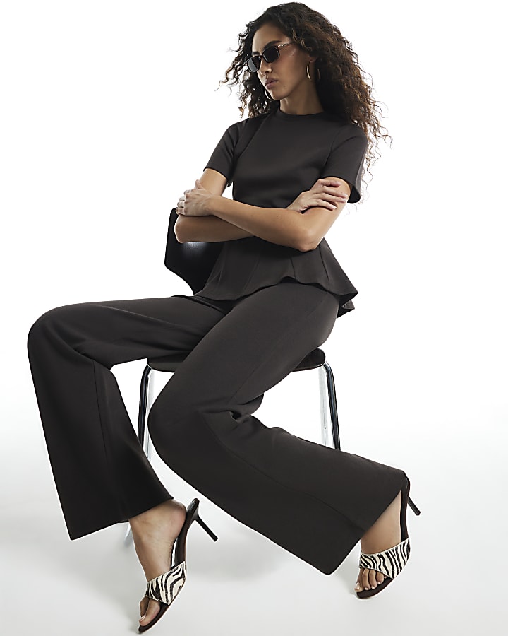 Brown Wide Leg Joggers