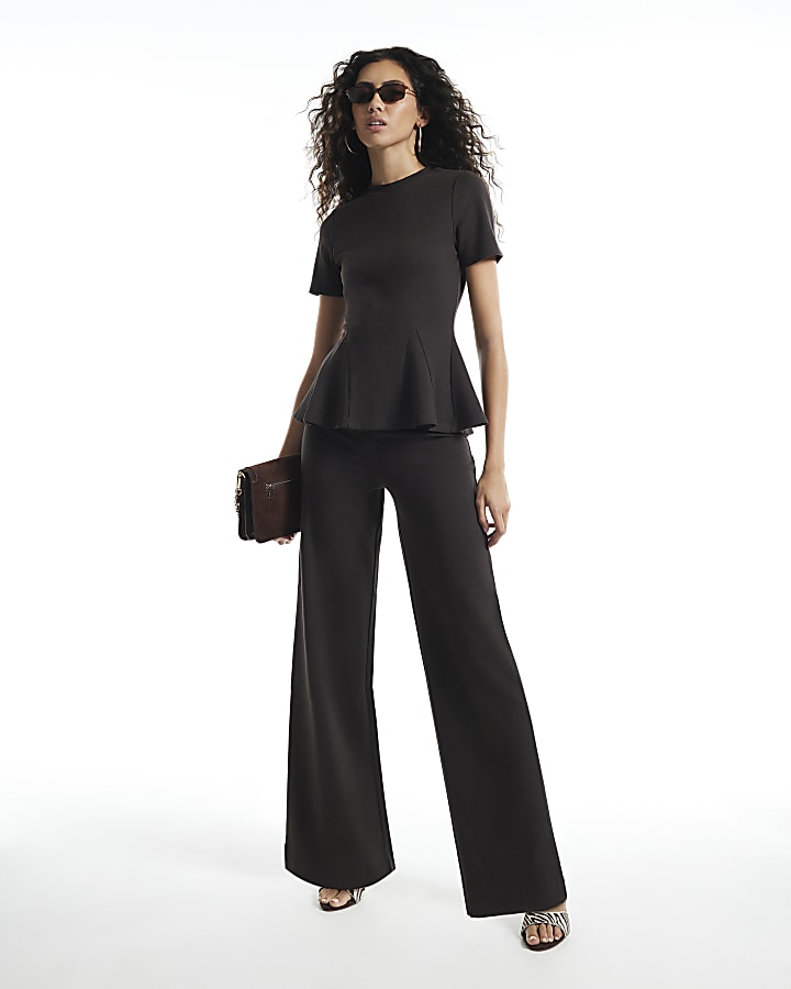 Brown Wide Leg Joggers