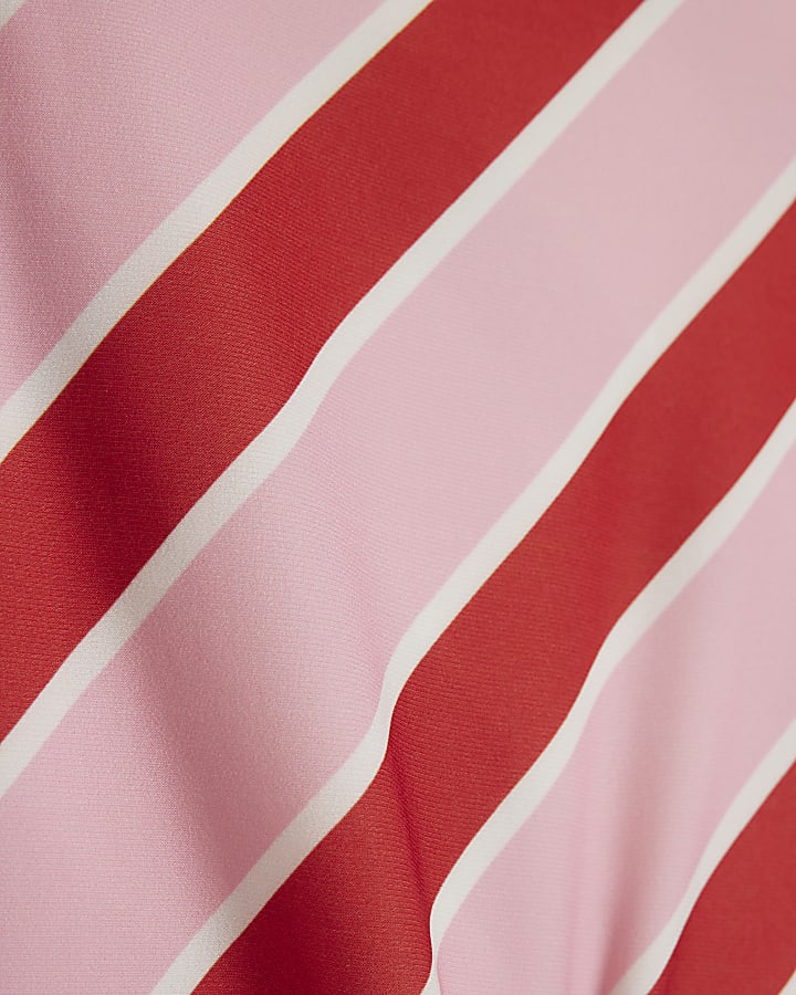 Pink Sleeveless Boat Neck Stripe Top