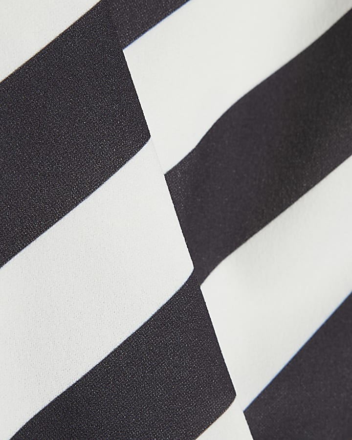 Black Stripe Wrap Front Dress