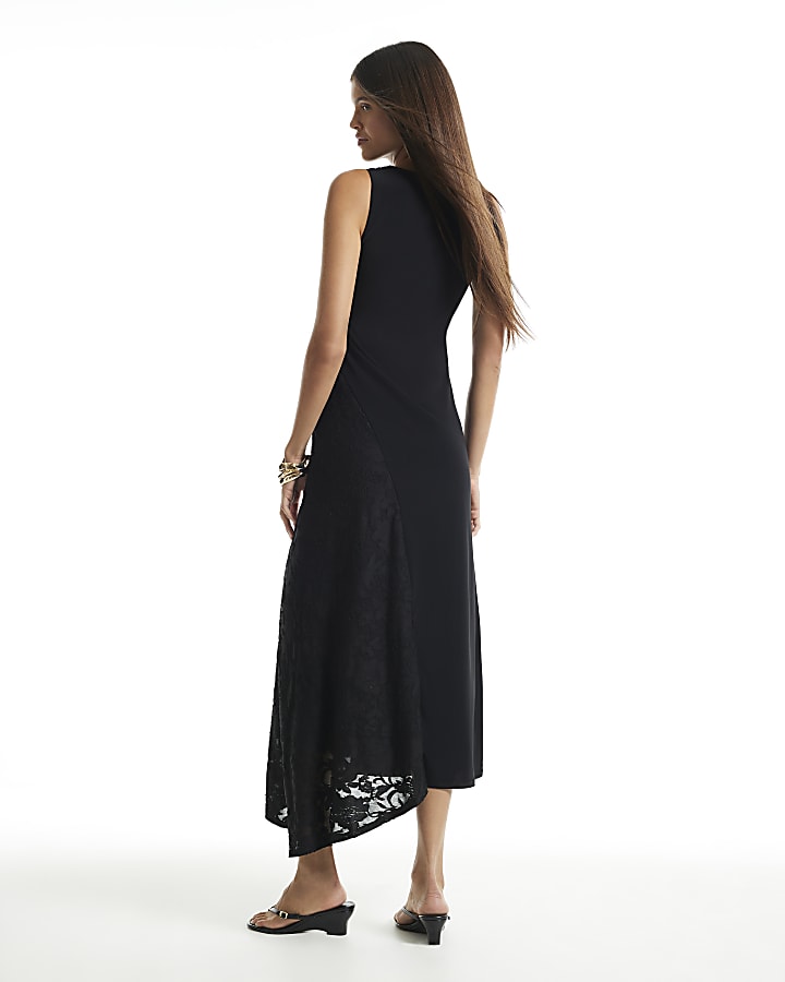 Black Burnout Devore Sleeveless Maxi Dress
