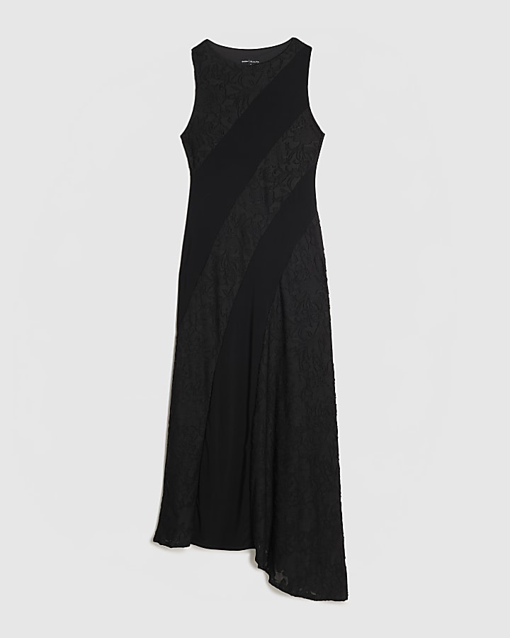 Black Burnout Devore Sleeveless Maxi Dress