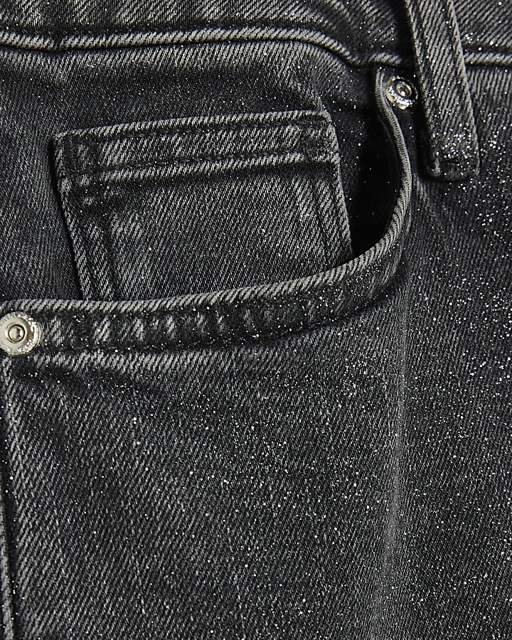 Black High Waisted Sparkle Cigarette Jeans
