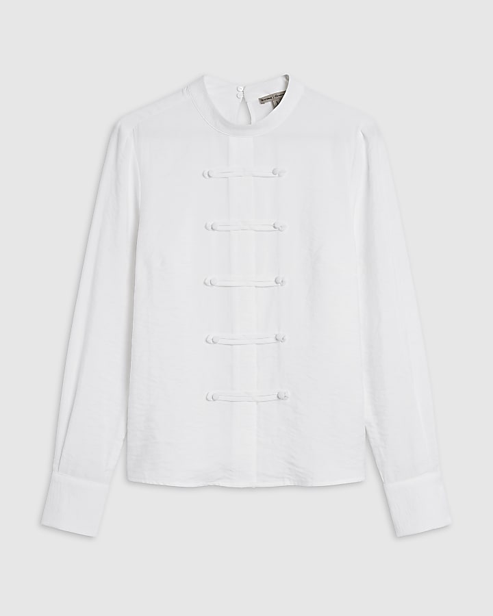 White Military Frogging Blouse