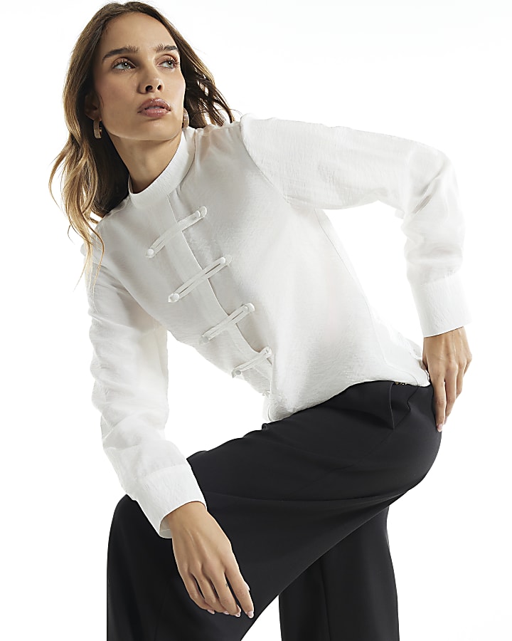 White Military Frogging Blouse