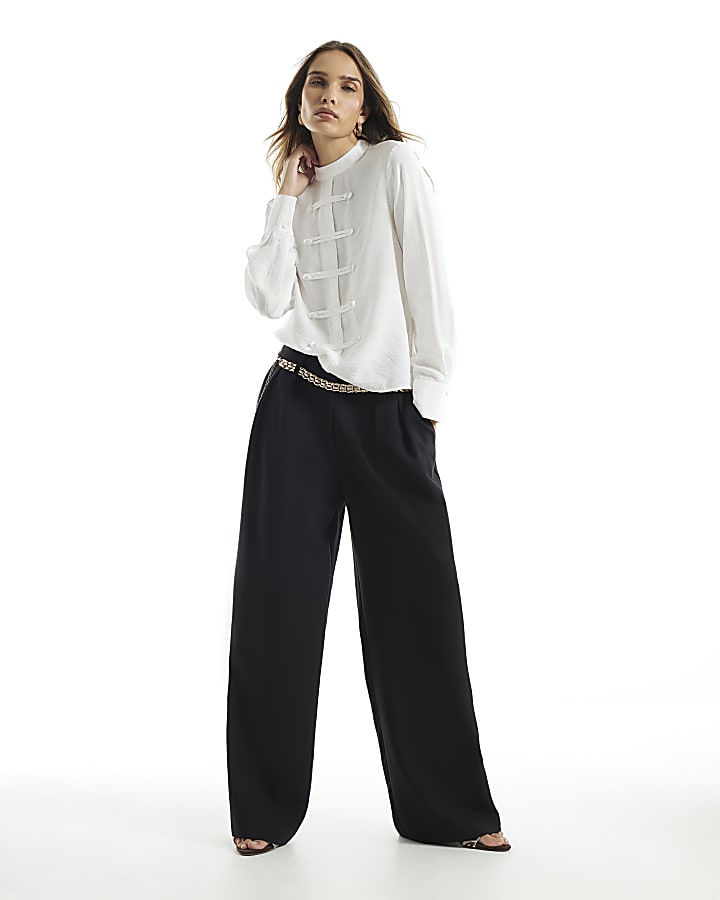 White Military Frogging Blouse